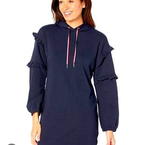 Long sleeve ruffle accents, sweatshirt dress. Gently used in excellent condition